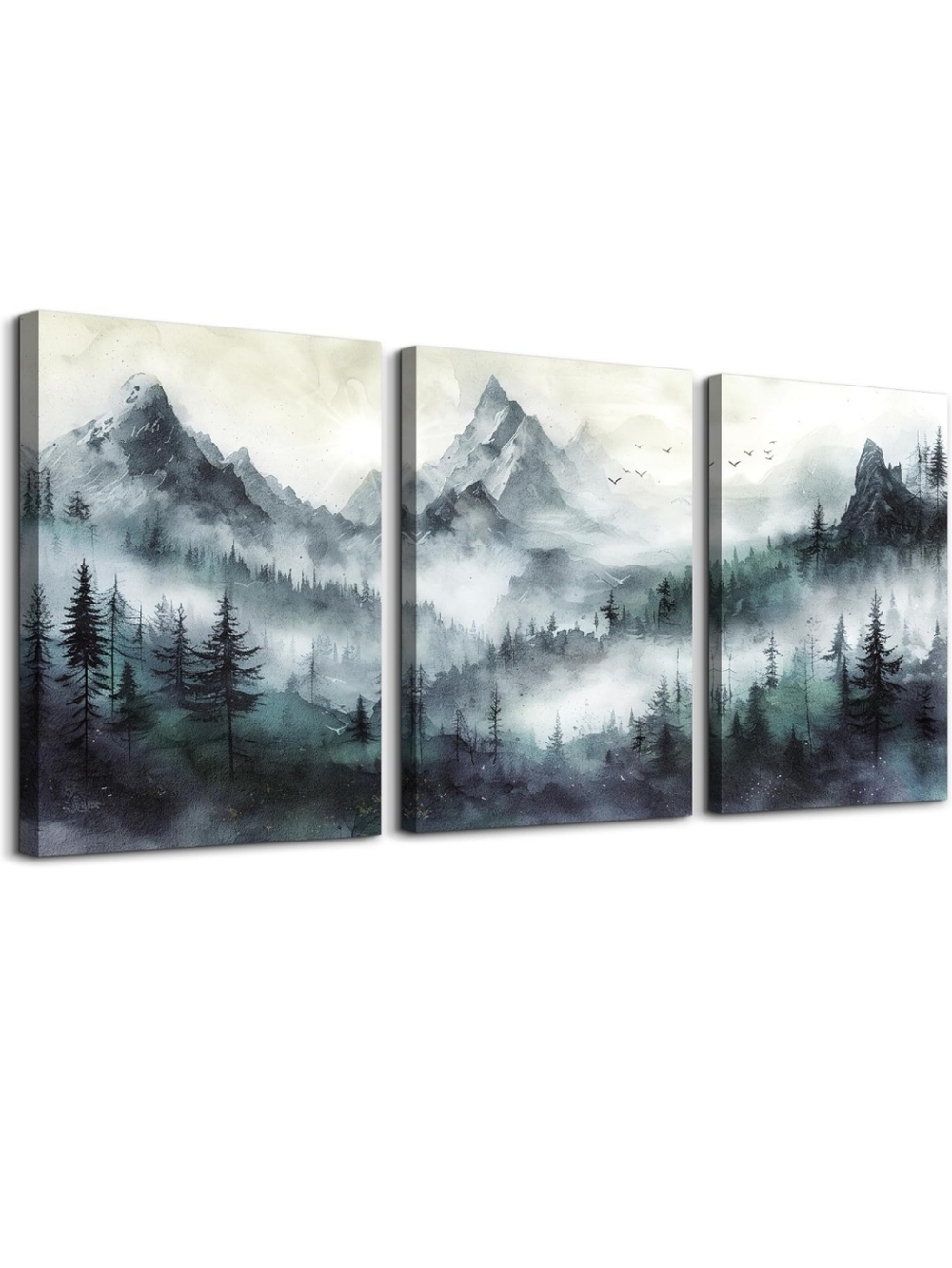 3pc Serene Mountain Landscape Canvas Art NWT